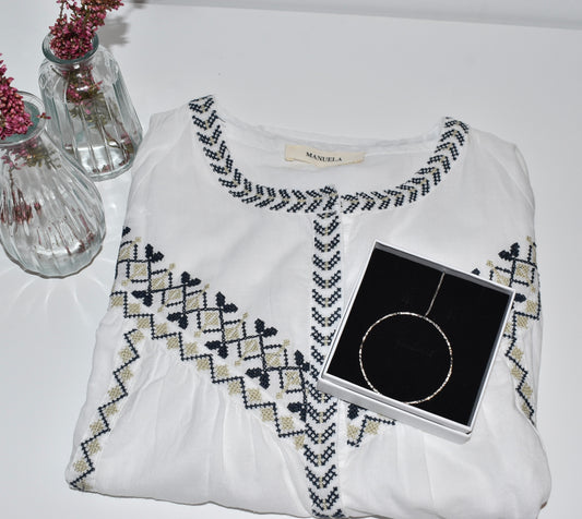 PACK BLUSA DANTE + COLGANTE ÉMERAUDE PLATEADO